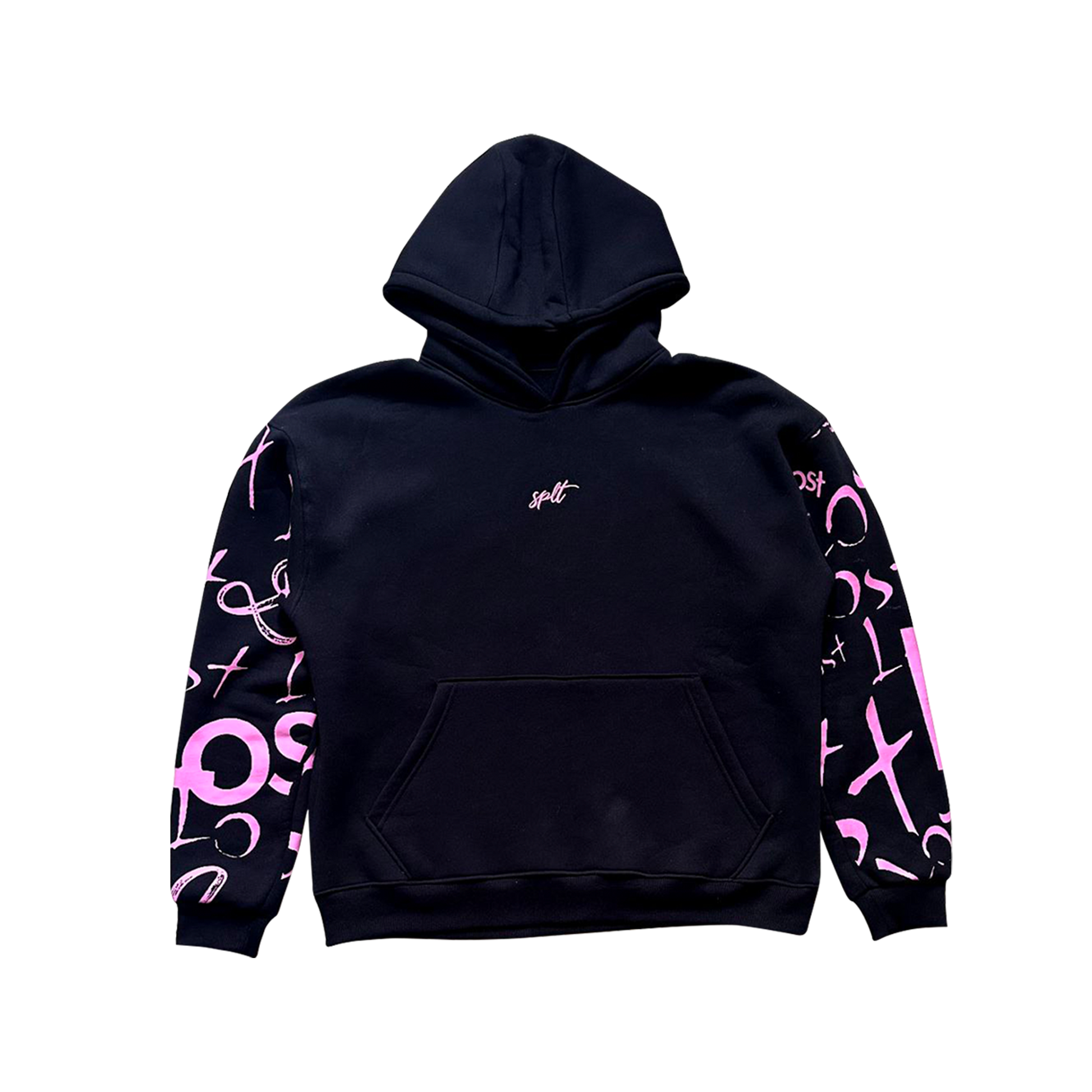 Black hoodie best sale with pink writing